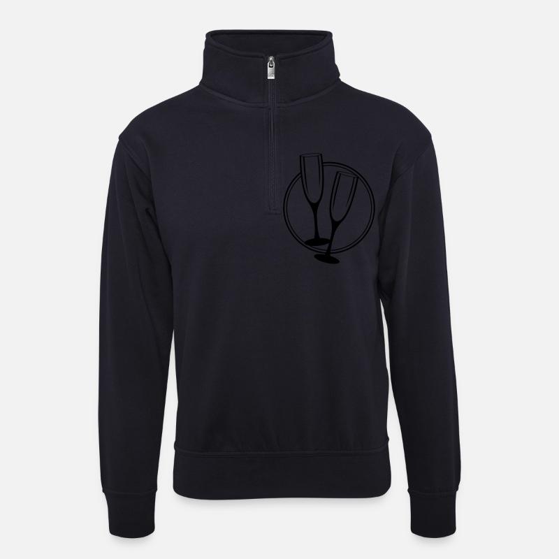 sekt glaeser - Unisex Pullover mit Zip-Kragen - Dunkelnavy