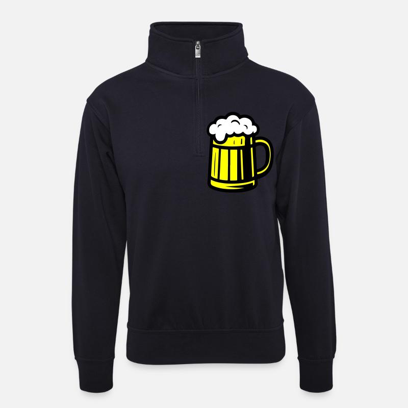 Bier Glas Bierkrug - Unisex Pullover mit Zip-Kragen - Dunkelnavy