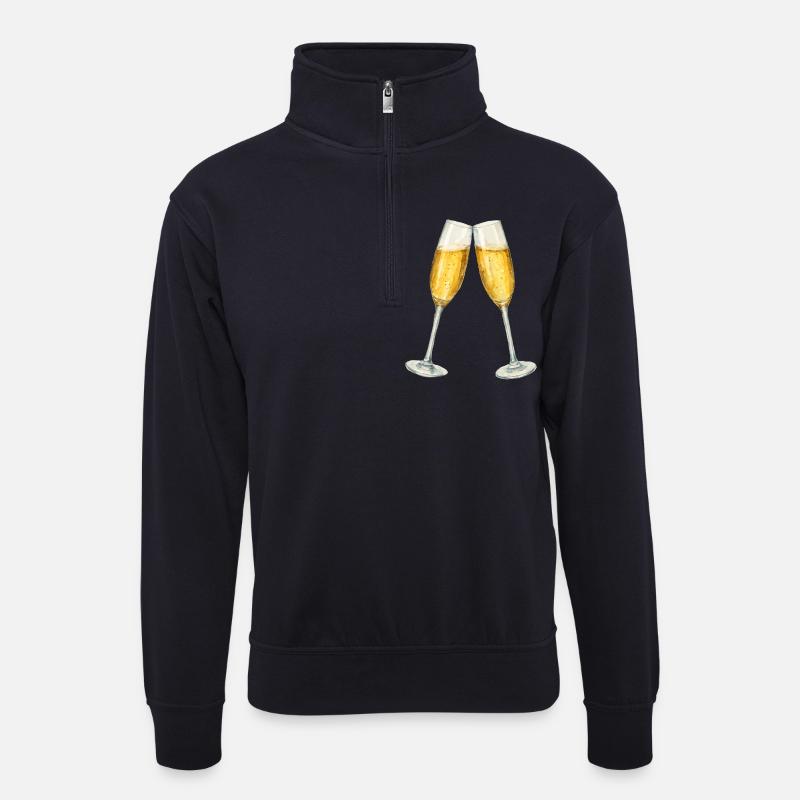sekt glaeser - Unisex Pullover mit Zip-Kragen - Dunkelnavy