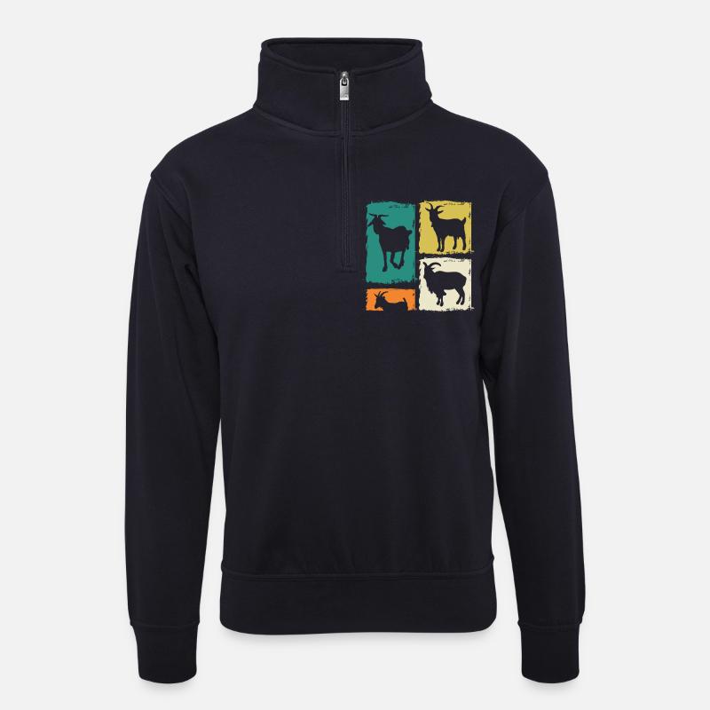 Ziegen - Unisex Pullover mit Zip-Kragen - Dunkelnavy
