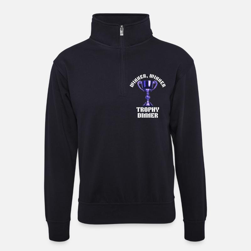 Winner Winner Trophy Dinner - Unisex sweater with zip collar - dark navy