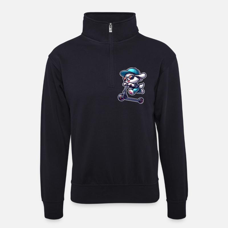 E-Scooter E-Scooter Scooter Dog - Unisex sweater with zip collar - dark navy
