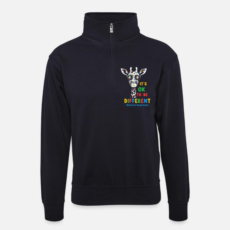Autismus Autisten - Unisex Pullover mit Zip-Kragen - Dunkelnavy