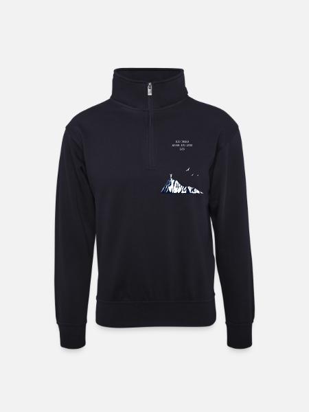 Wandern Minimalistisch - Unisex Pullover mit Zip-Kragen - Dunkelnavy
