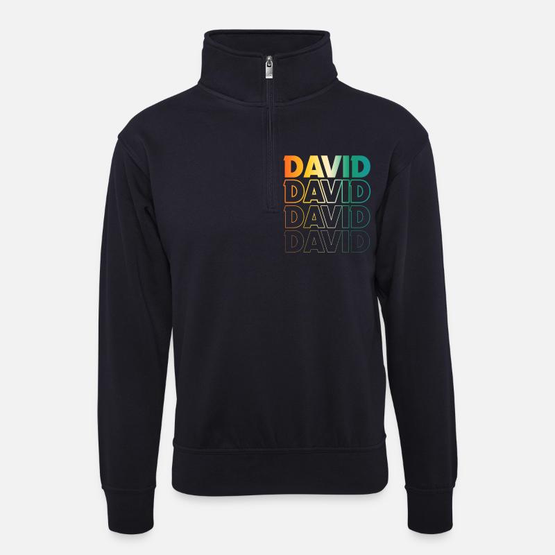 David - Unisex Pullover mit Zip-Kragen - Dunkelnavy