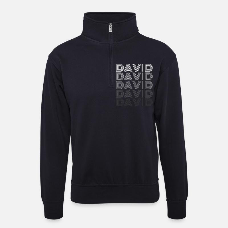 David - Unisex Pullover mit Zip-Kragen - Dunkelnavy