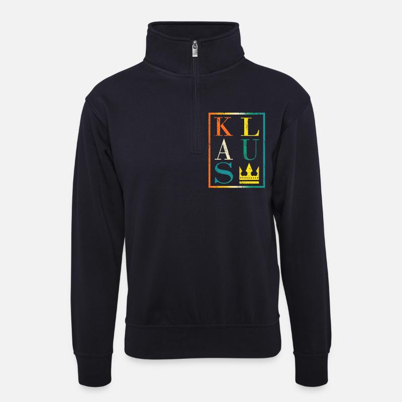 Klaus - Unisex Pullover mit Zip-Kragen - Dunkelnavy