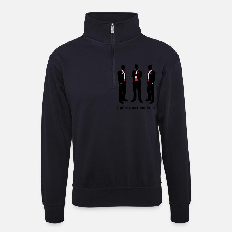 Bräutigam-support - Unisex Pullover mit Zip-Kragen - Dunkelnavy