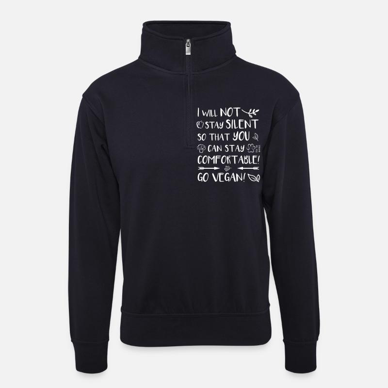 Go vegan! - Unisex Pullover mit Zip-Kragen - Dunkelnavy