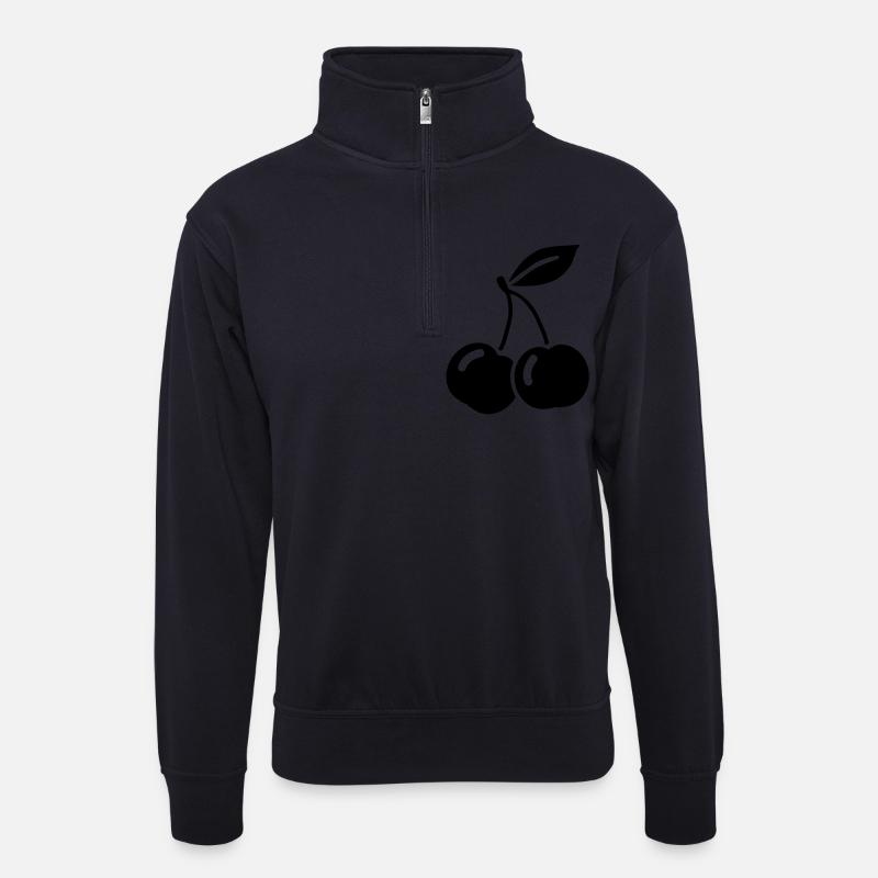kirschen_ak1 - Unisex Pullover mit Zip-Kragen - Dunkelnavy