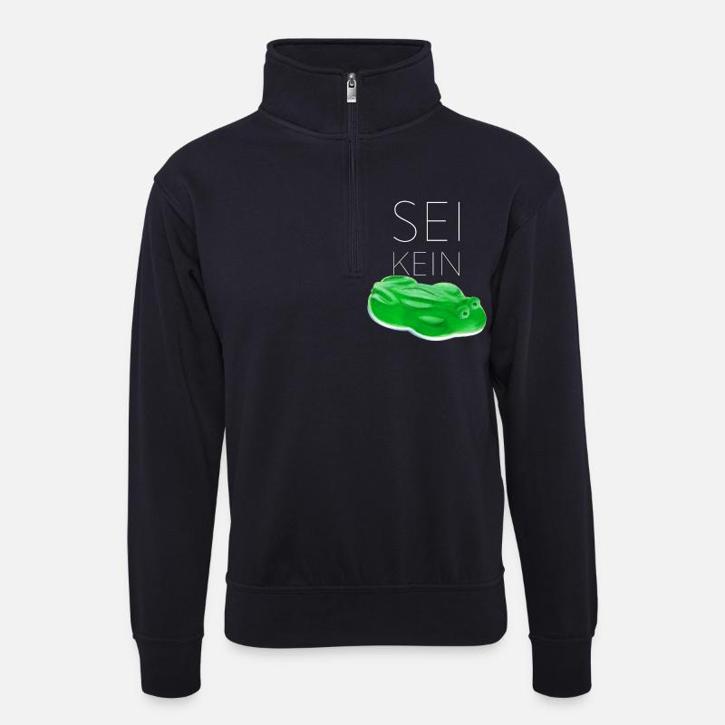 Sei kein Frosch real - Unisex Pullover mit Zip-Kragen - Dunkelnavy