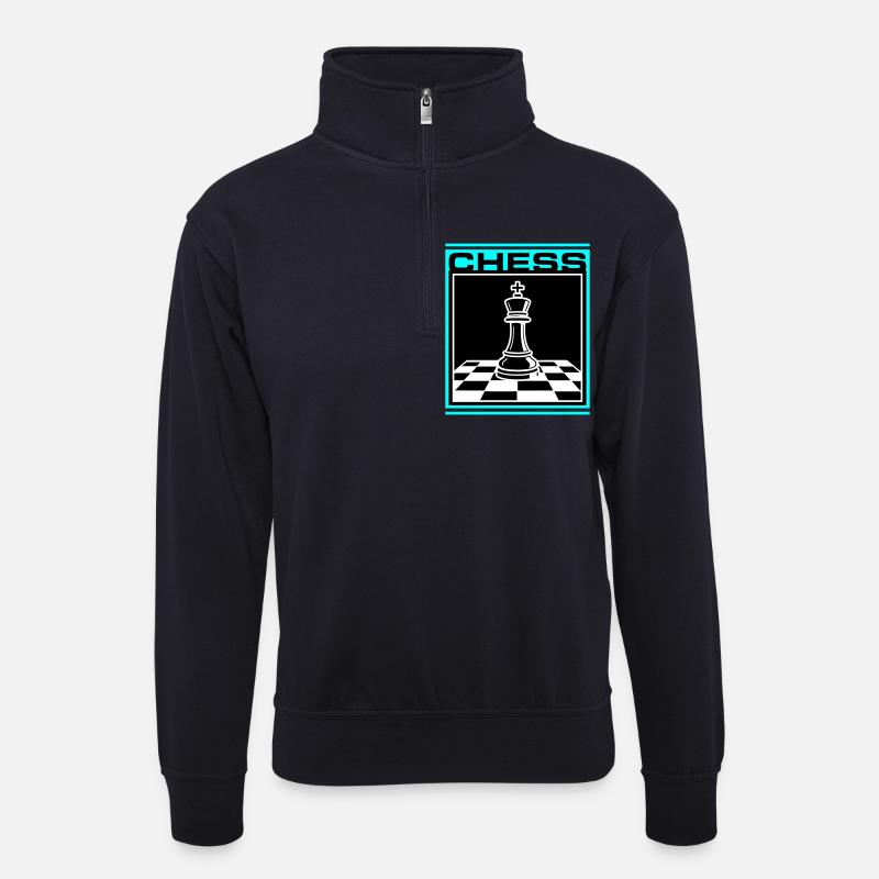 Schach König Chess - Unisex Pullover mit Zip-Kragen - Dunkelnavy