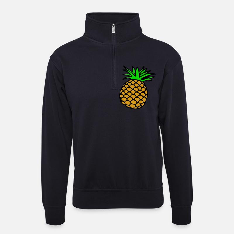 Ananas - Unisex Pullover mit Zip-Kragen - Dunkelnavy