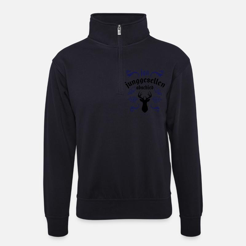 junggesellenabschied jga hirsch - Unisex Pullover mit Zip-Kragen - Dunkelnavy