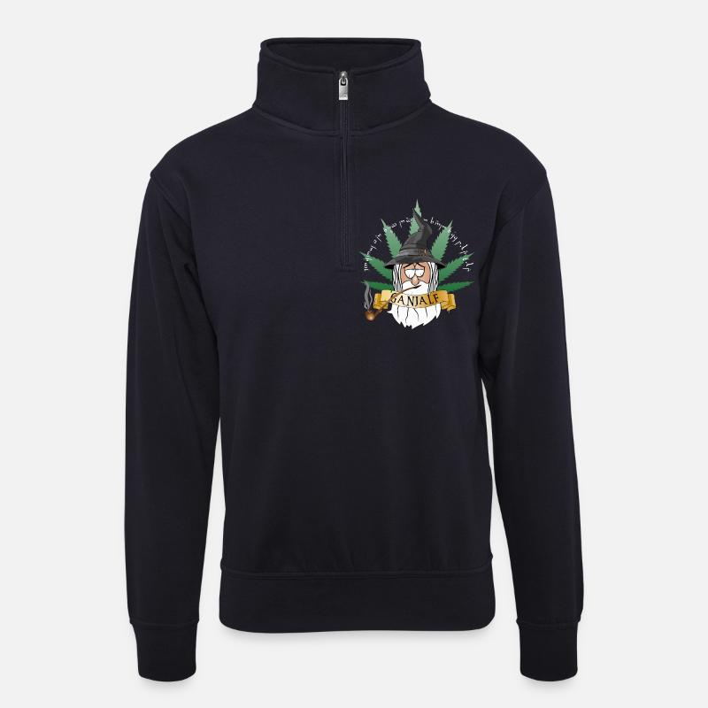 GANJALF - Unisex Pullover mit Zip-Kragen - Dunkelnavy
