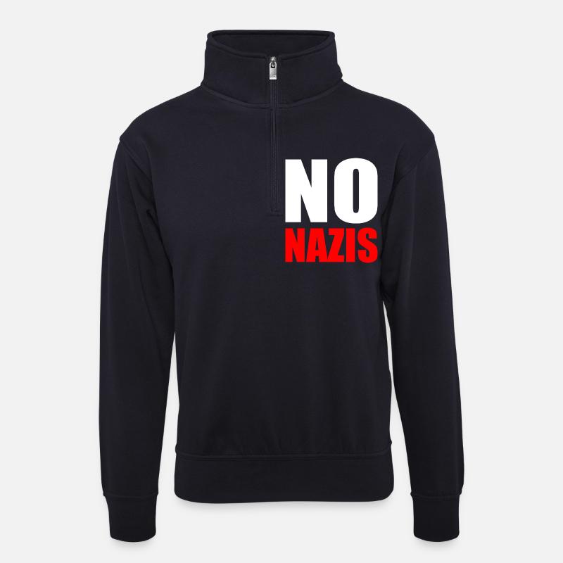 No nazis - Unisex Pullover mit Zip-Kragen - Dunkelnavy
