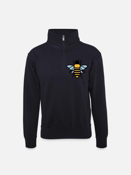 Biene - Unisex Pullover mit Zip-Kragen - Dunkelnavy