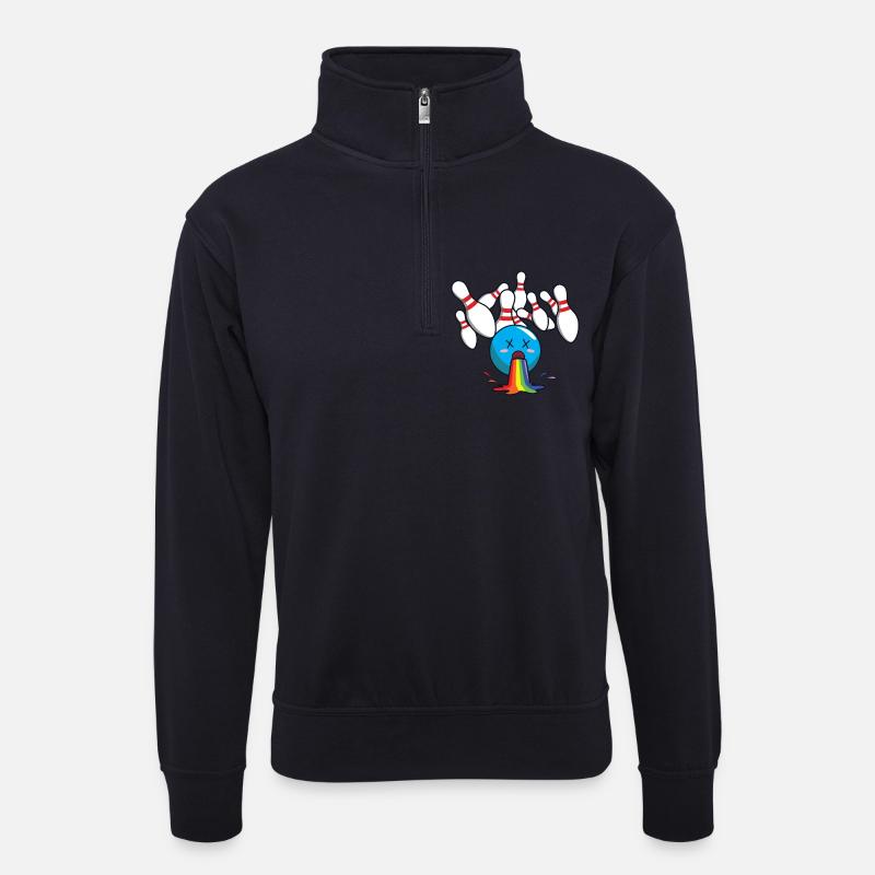 Kegeln Bowling Regenbogen - Unisex Pullover mit Zip-Kragen - Dunkelnavy