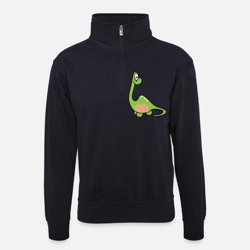 Dinosaurier Kinder Dino - Unisex Pullover mit Zip-Kragen - Dunkelnavy