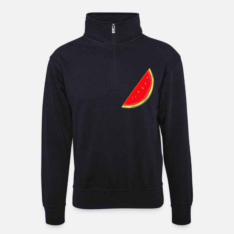 Melon, Melons, Summer, Fruit, Fruit - Unisex sweater with zip collar - dark navy