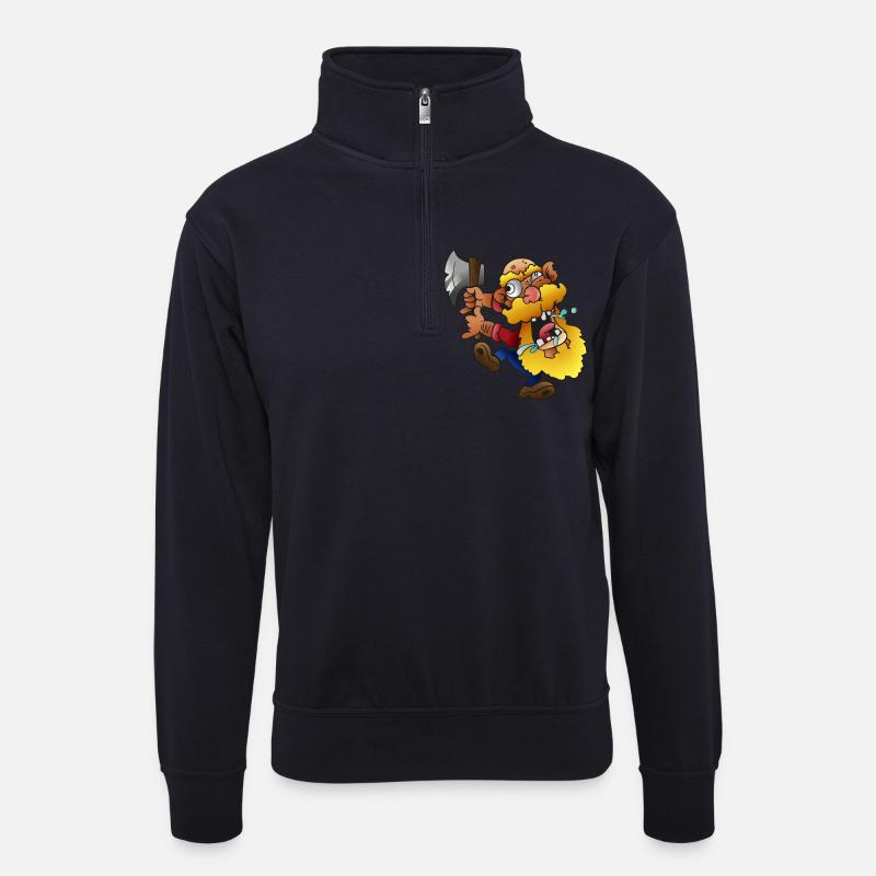 Verrückter Holzfäller - Unisex Pullover mit Zip-Kragen - Dunkelnavy