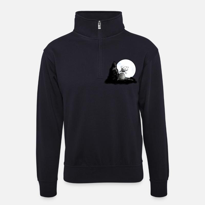Wolf Schäfchen - Schaf - Sheep - Unisex Pullover mit Zip-Kragen - Dunkelnavy