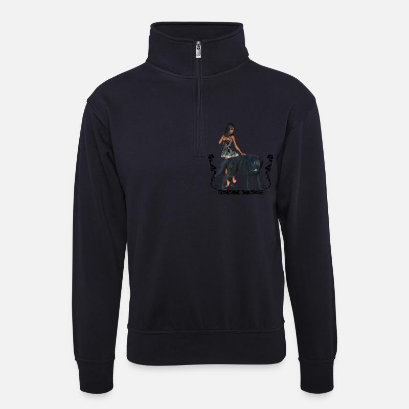 Mit dem Wolf umwerfend - Unisex Pullover mit Zip-Kragen - Dunkelnavy