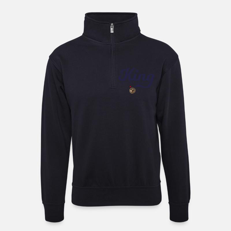König des Pétanque - Unisex Pullover mit Zip-Kragen - Dunkelnavy