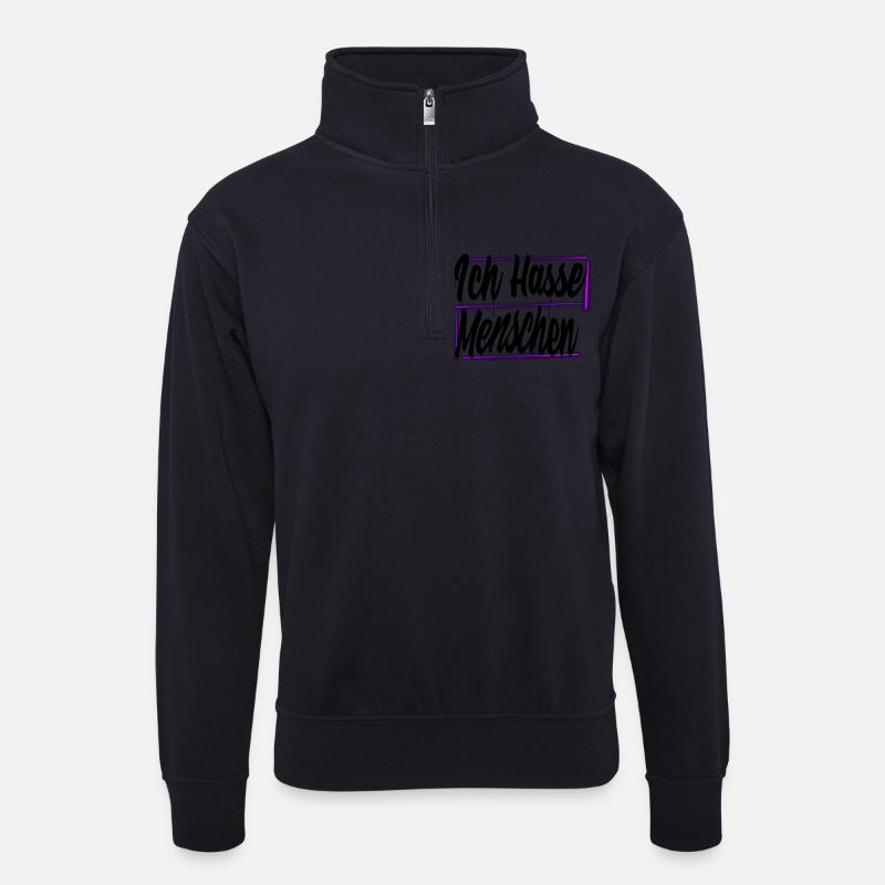 Ich hasse Menschen - Unisex Pullover mit Zip-Kragen - Dunkelnavy