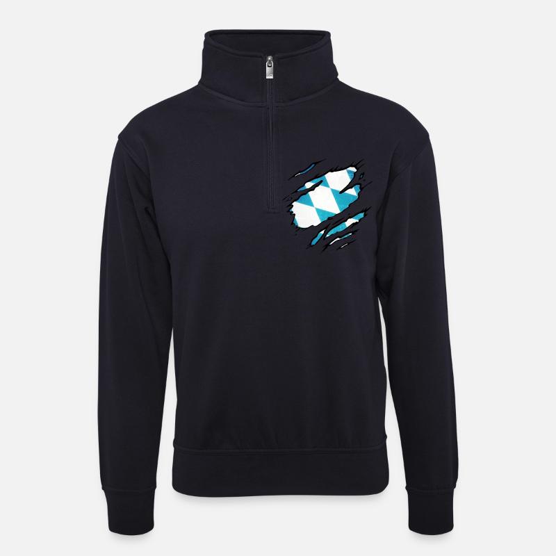 Bayern - Unisex Pullover mit Zip-Kragen - Dunkelnavy