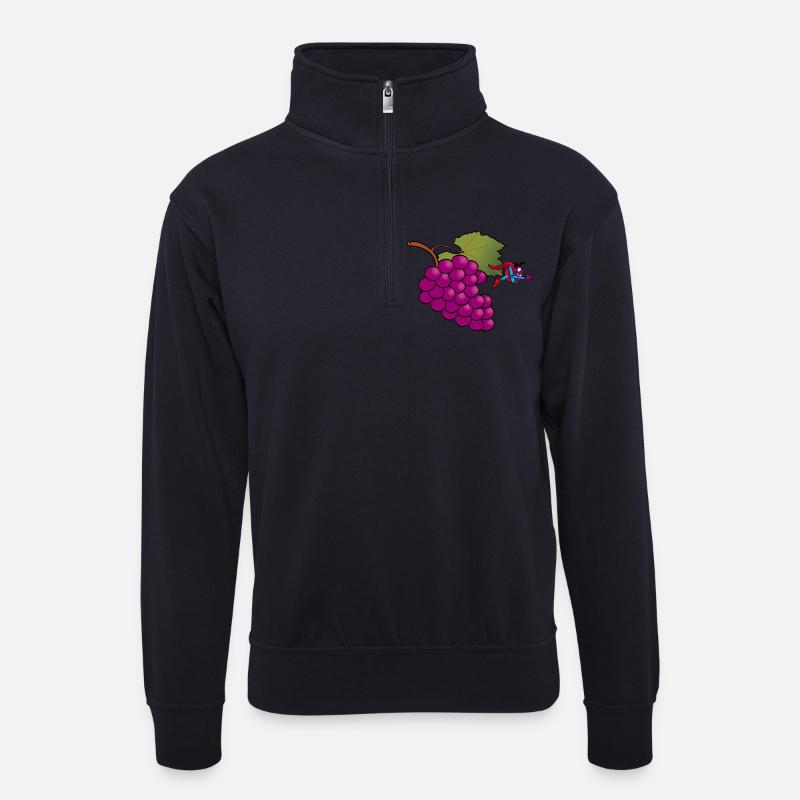Trauben-Superheld! - Unisex Pullover mit Zip-Kragen - Dunkelnavy