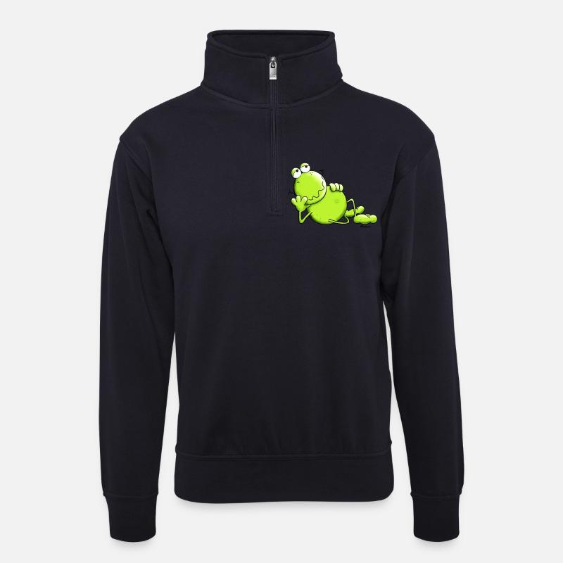Verträumter Frosch - Unisex Pullover mit Zip-Kragen - Dunkelnavy