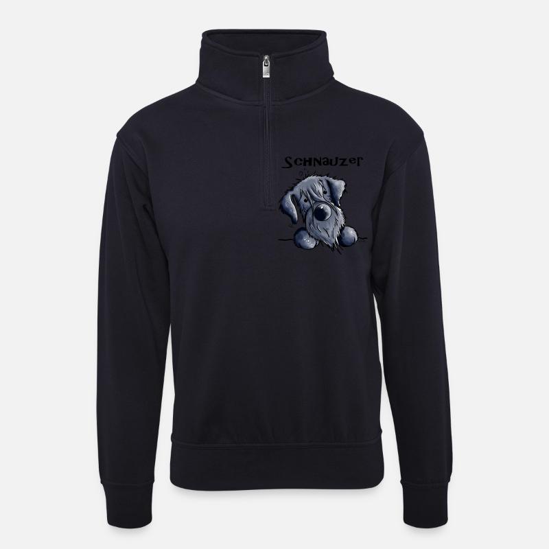 Süßer Schnauzer - Unisex Pullover mit Zip-Kragen - Dunkelnavy