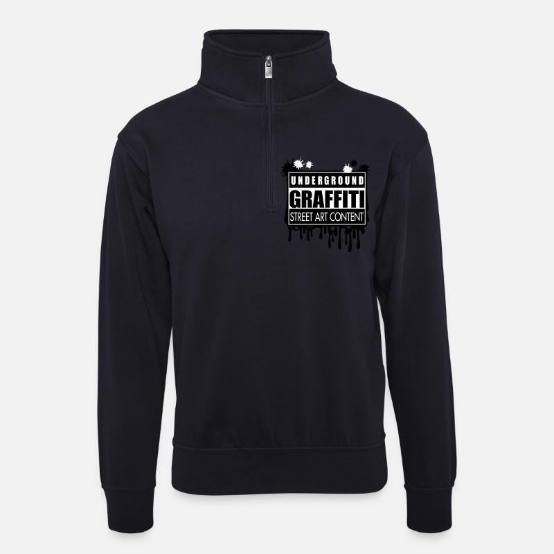 Underground graffitis flex - Sweat col montant zippé unisexe - bleu marine foncé