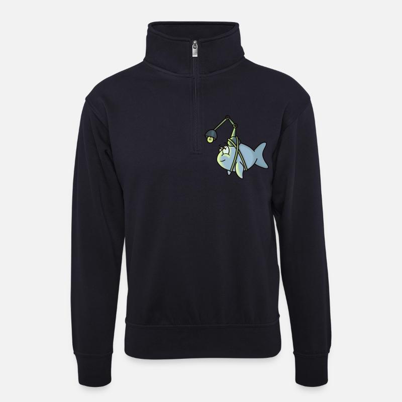 Tiefsee Anglerfisch - Unisex Pullover mit Zip-Kragen - Dunkelnavy