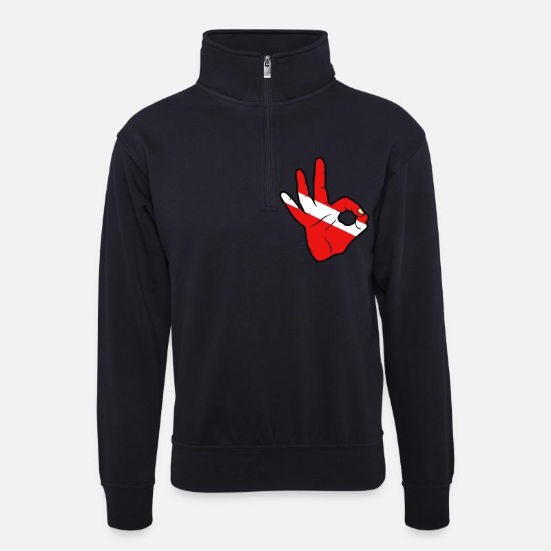 Ok Tauchen - Unisex Pullover mit Zip-Kragen - Dunkelnavy