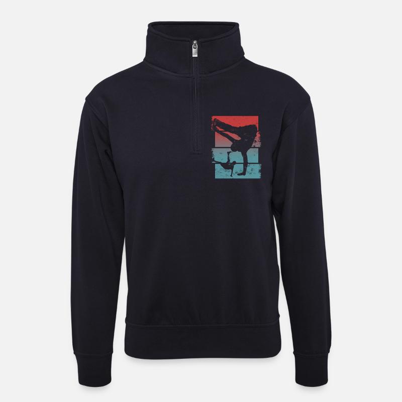 Breakdance - Unisex Pullover mit Zip-Kragen - Dunkelnavy
