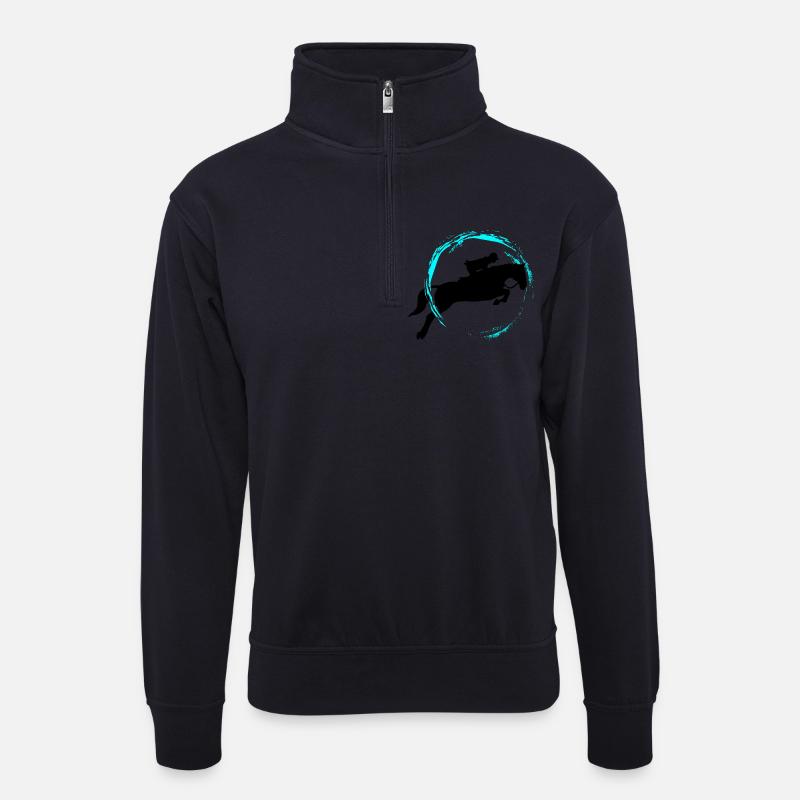 horse riding - Unisex Pullover mit Zip-Kragen - Dunkelnavy