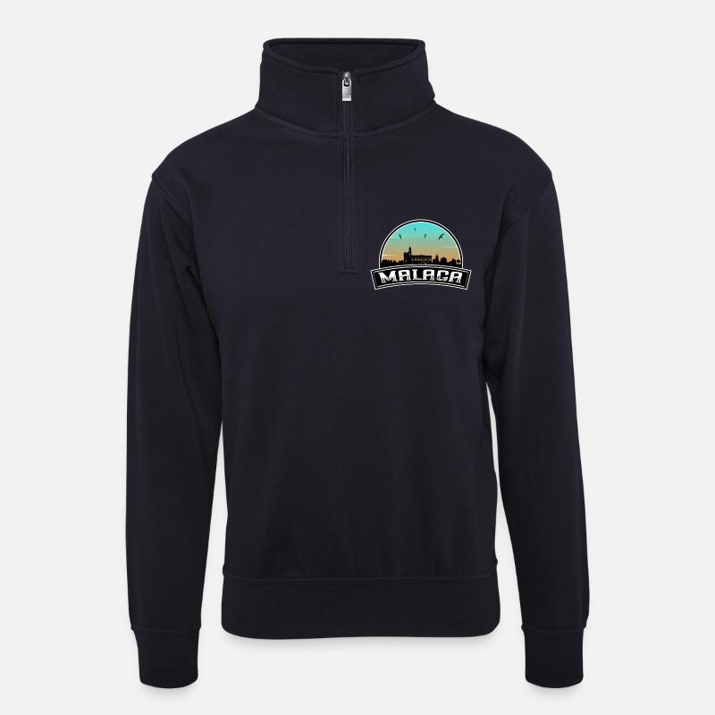 Malaga Spanien Skyline Spanisches Souvenir - Unisex Pullover mit Zip-Kragen - Dunkelnavy