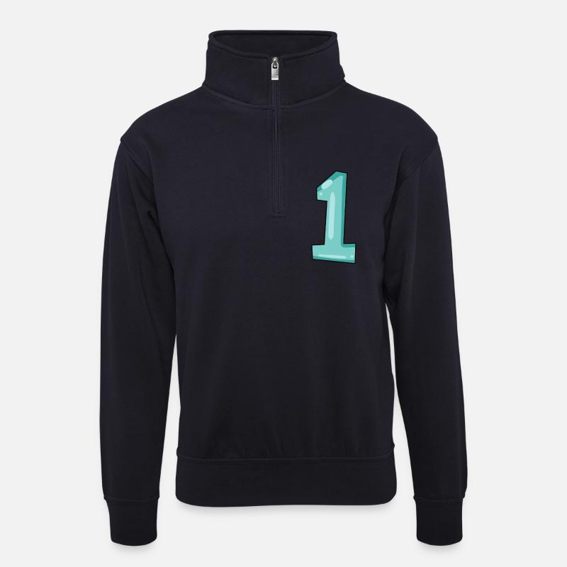 1 - Unisex Pullover mit Zip-Kragen - Dunkelnavy