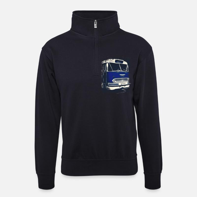Ikarus 55 Bus - Unisex Pullover mit Zip-Kragen - Dunkelnavy
