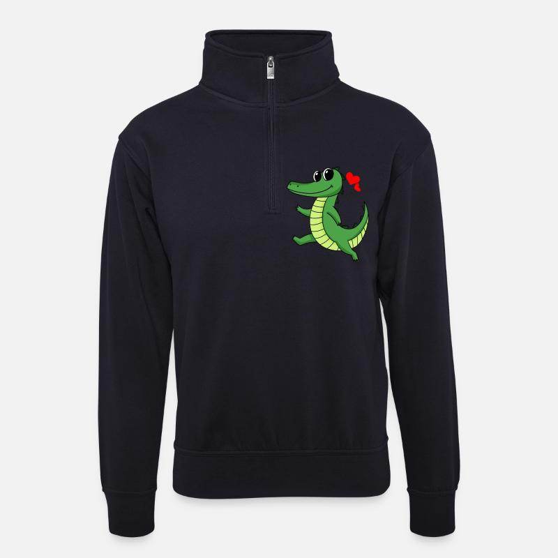 Krokodil - Unisex Pullover mit Zip-Kragen - Dunkelnavy