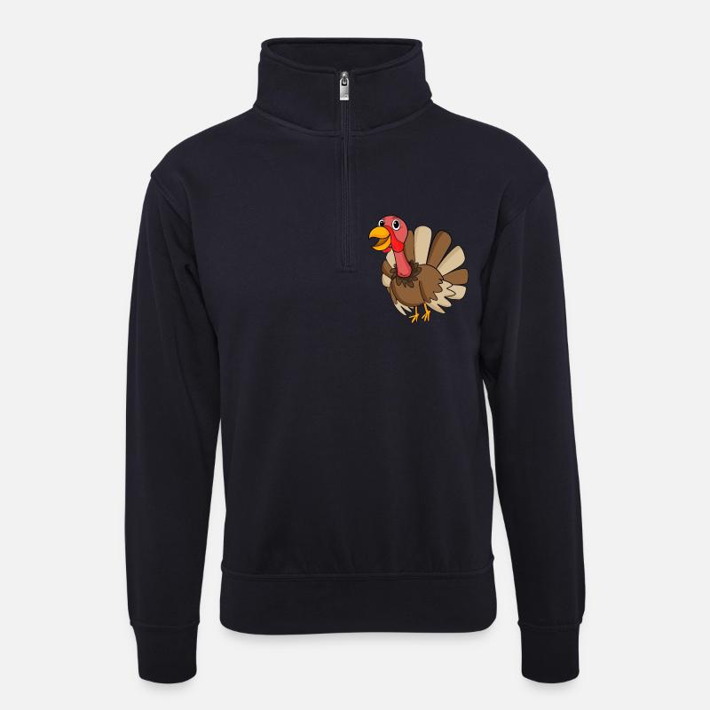 Truthahn - Unisex Pullover mit Zip-Kragen - Dunkelnavy