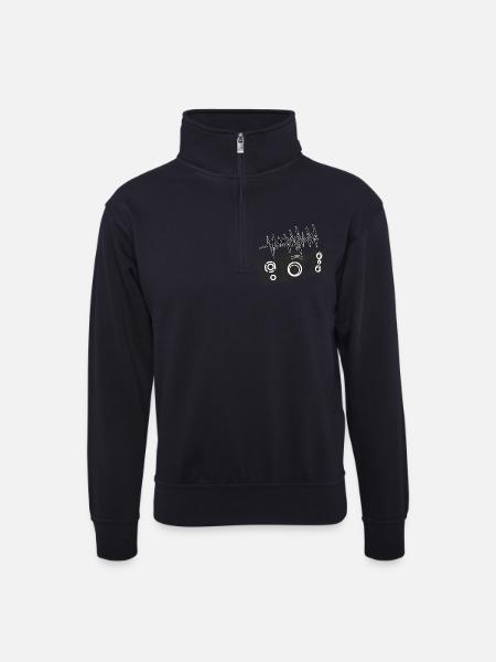 Jukeboxes, Disco, Basses - Unisex sweater with zip collar - dark navy
