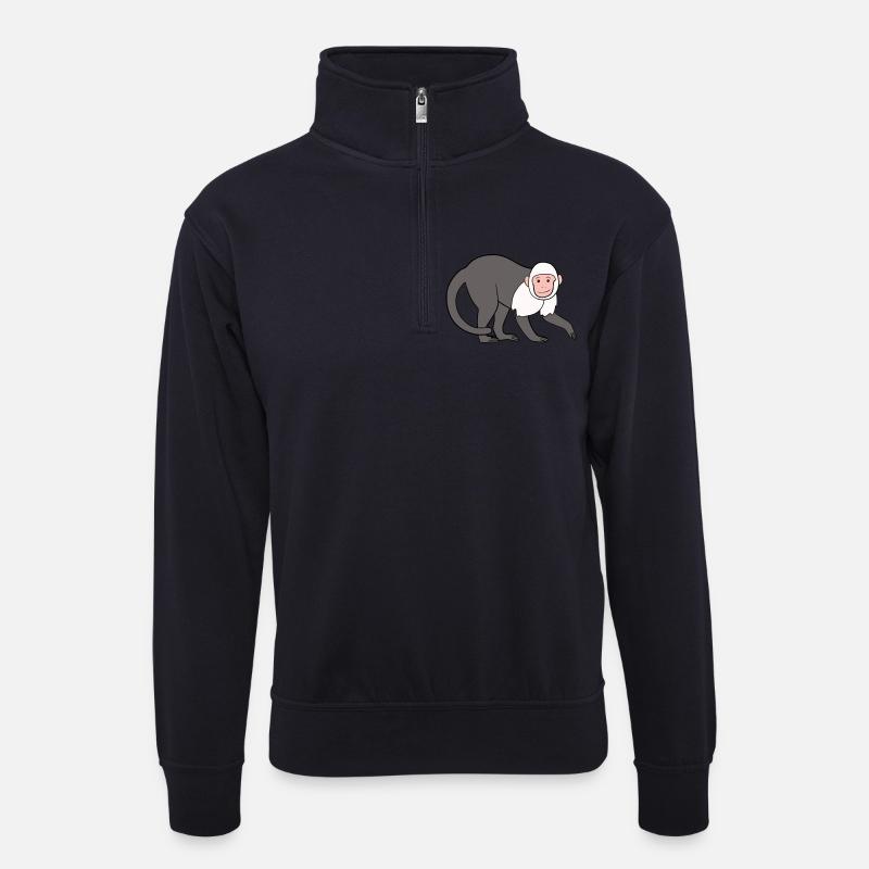 Capuchin Monkey Monkey - Unisex sweater with zip collar - dark navy