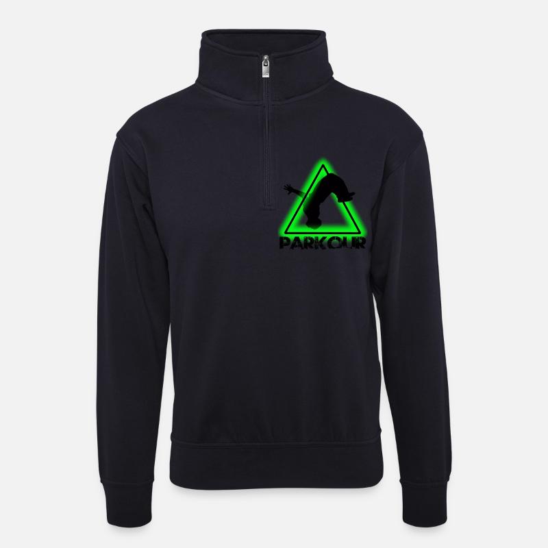 Parkour - Unisex Pullover mit Zip-Kragen - Dunkelnavy