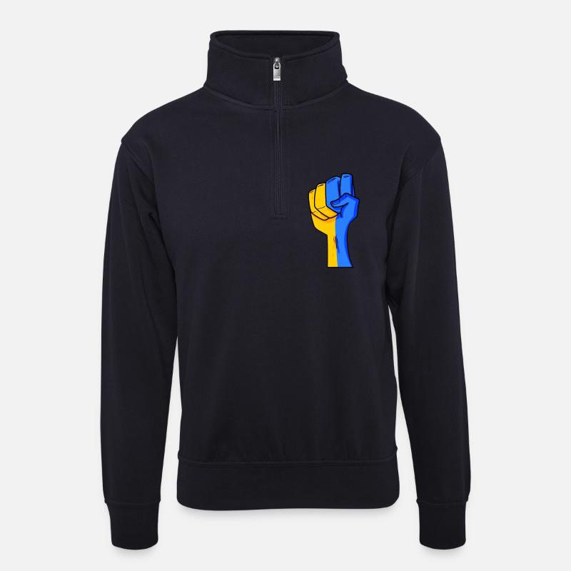 Ukraine - Unisex Pullover mit Zip-Kragen - Dunkelnavy