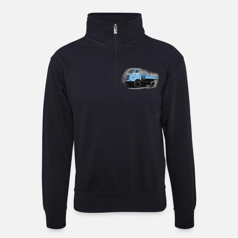 W50 Kipper - Unisex Pullover mit Zip-Kragen - Dunkelnavy