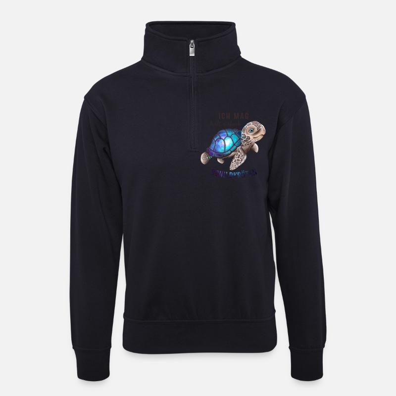 Ich mag halt einfach Schildkröten - Unisex Pullover mit Zip-Kragen - Dunkelnavy