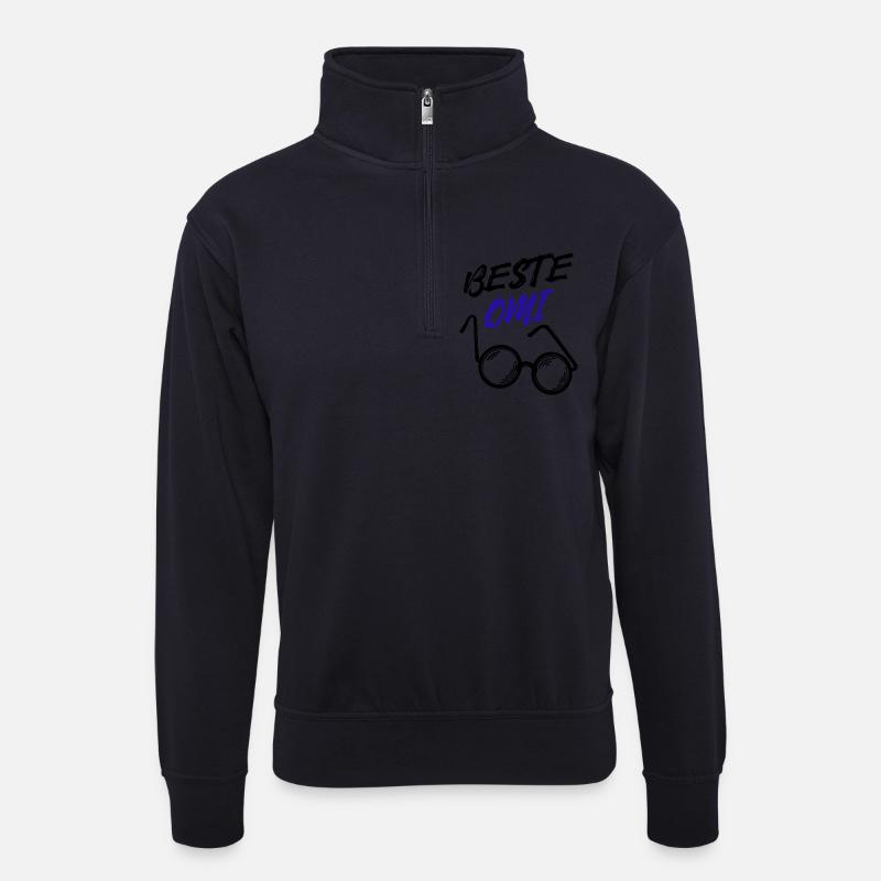 Oma Großmutter Beste Omi Brille Statement - Unisex Pullover mit Zip-Kragen - Dunkelnavy
